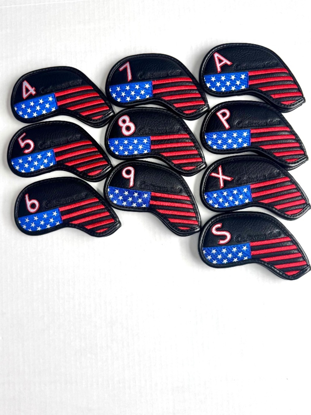 🇱🇷USA Set of Headcovers CRAFTSMAN GOLF Patriotic Stars Stripes Embroidered 10 pc